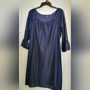Navy blue eyelet Mother-of-the-Bride dress